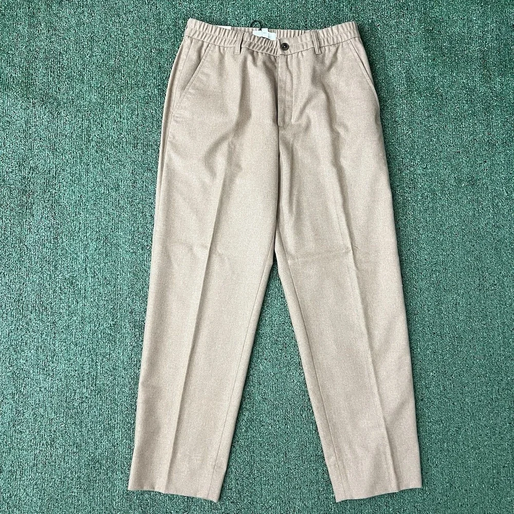 Banana Republic Elastic Waist Pants Mens 32 Camel Tan Wool Alfa Fi Italy New